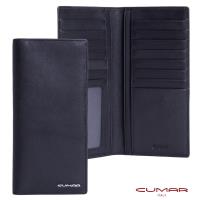 【CUMAR 義大利牛皮】極簡風尚-經典長夾-單透明窗背夾層 (雅士黑)