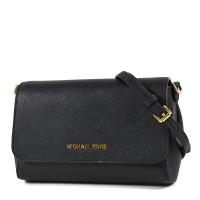 MICHAEL KORS 金字LOGO防刮皮革磁吸翻蓋斜背包-黑色