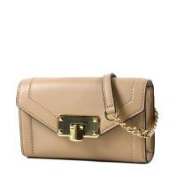 MICHAEL KORS 牛皮翻蓋信封式腰包/斜背二用小包-沙褐色/金鍊