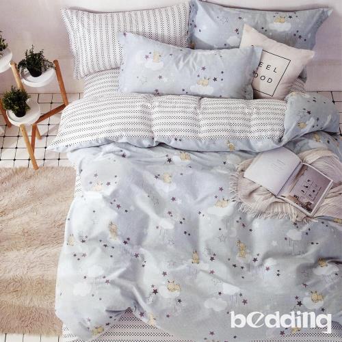 BEDDING-100%棉5尺雙人薄式床包涼被四件組-星空兔