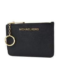MICHAEL KORS 金字防刮皮革證件/鑰匙零錢包-黑色