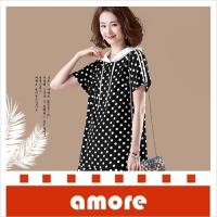 amore 短袖連帽雪紡中長款連衣裙