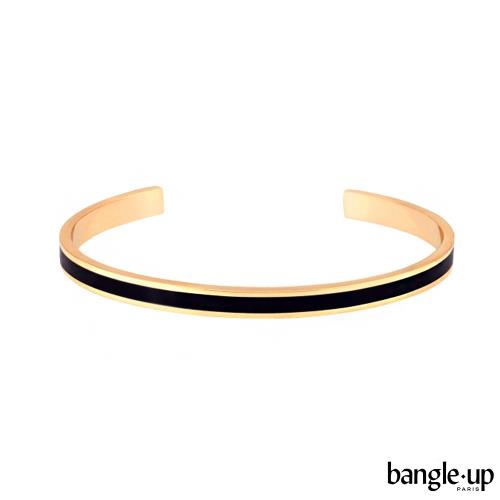 法國 Bangle up Bangle Cuff 復古風琺瑯開口鍍金手環(質感黑)