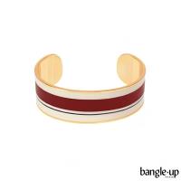 法國 Bangle up Zef Cuff 經典條紋印花琺瑯鍍金開口手環(紅白款)