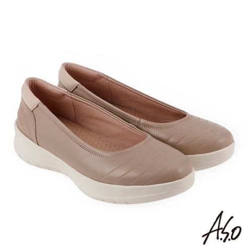 A.S.O 休閒雅致 3D彈力質感氣墊休閒鞋 卡其