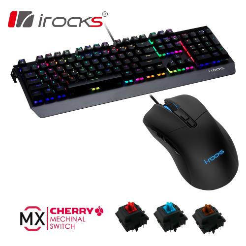 i-rocks K60M PLUS多彩背光機械式鍵盤+M36 PRO光磁微動電競滑鼠