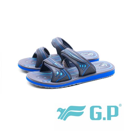 G.P高彈性厚底舒適雙帶止滑拖鞋 男鞋-藍(另有紅/綠)