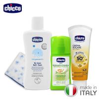 chicco-夏日寶寶全面防護組(寶貝防曬水嫩乳霜+草本防蚊噴液+兒潤膚泡泡浴露200ml)