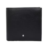 MONTBLANC萬寶龍 夜航系列亮面牛皮RFID防盜8卡短夾 黑色 118276 Black