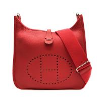 【HERMES】Evelyne TOGO牛皮鏤空洞洞H LOGO肩/斜背包 (玫紅)