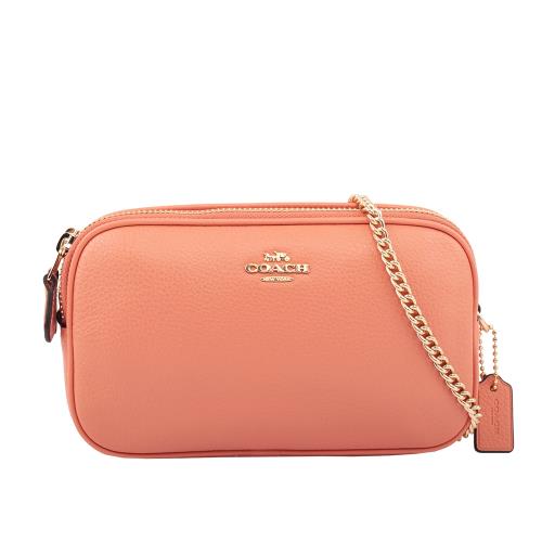 COACH 皮革雙拉鍊相機/斜背包(粉色) F72490 IMORO