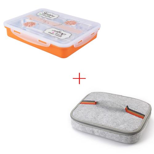 PUSH!餐具用品304不鏽鋼保溫飯盒便當盒防燙餐盤盒加保溫提袋1入E74-4