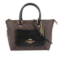 COACH PVC LOGO口袋PVC皮革二用包(巧克力/黑色) F38089 IMAA8
