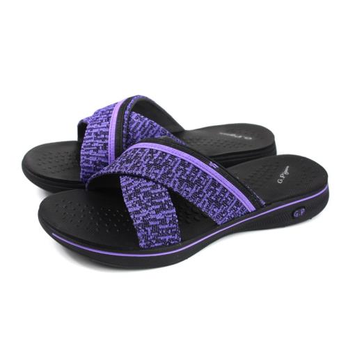 GP (Gold.Pigon) 阿亮代言 拖鞋 交叉 女鞋 黑/紫 G9087W-41 no113