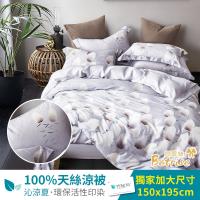 Betrise一枝獨秀 頂級100%天絲TENCEL鋪棉涼被5X6.5尺-加碼贈天絲對枕套
