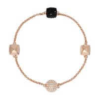 SWAROVSKI 施華洛世奇 Remix方形黑色水晶玫瑰金磁扣式手鍊手環 5365753