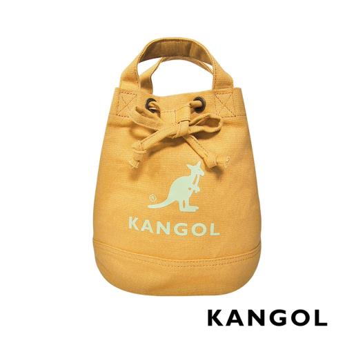 KANGOL 韓版玩色系列-帆布斜背水桶包-鵝黃AKG1214
