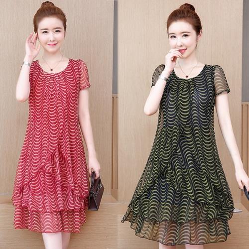 韓國K.W. (預購) 甜心百搭氣質顯瘦條紋洋裝