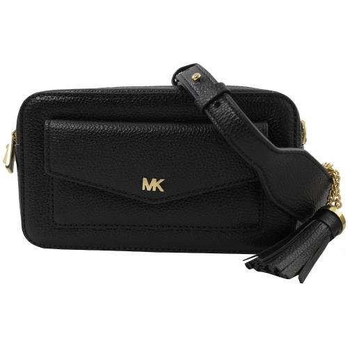 MICHAEL KORS CROSSBODIES 全牛皮流蘇飾相機包.黑