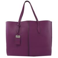 TODS JOY 經典LOGO壓紋荔紋牛皮肩背托特包.紫 大