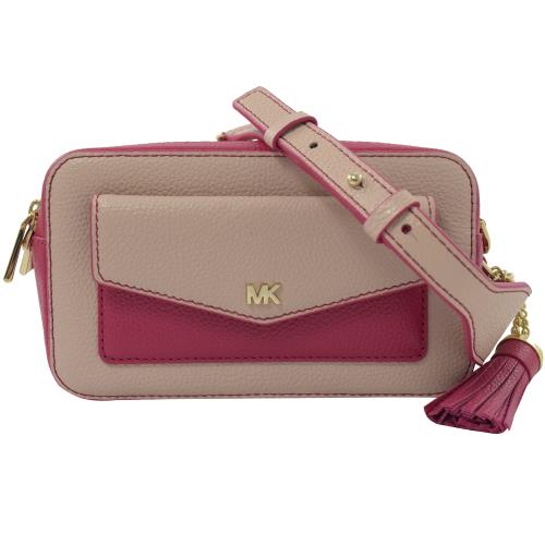 MICHAEL KORS CROSSBODIES 撞色流蘇飾雙層相機包.柔粉