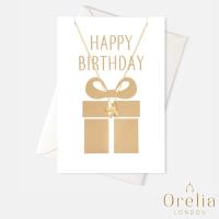 英國 Orelia Happy Birthday Bow Gift Card 生日快樂蝴蝶結鍍金墜飾項鍊(附禮品卡)