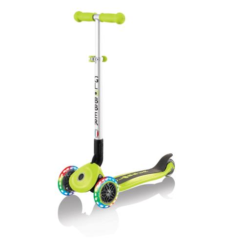 【酷炫發光前輪】GLOBBER 哥輪步 兒童2合1三輪摺疊滑板車-蘋果綠