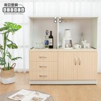 Birdie南亞塑鋼-3.6尺二門三抽二拉盤電器櫃/收納餐櫃(白色+白橡色)