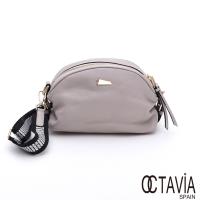 OCTAVIA 8 真皮 - 鑽石山 超軟牛皮半圓寬織帶隨身造型小包 - 象灰白