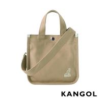 KANGOL 韓版極簡玩色-MINI帆布斜背小方包-卡其 AKG1215