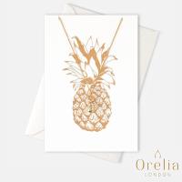 英國 Orelia Pineapple Gift Card 時尚質感鳳梨鍍金墜飾項鍊(附禮品卡)