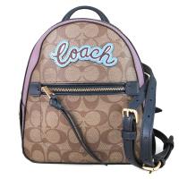 COACH PVC LOGO塗鴉貼字後背三用包(卡其紫)