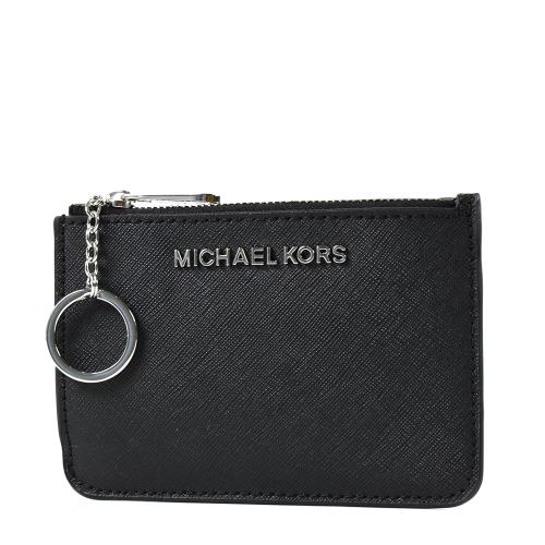 MICHAEL KORS 銀字防刮皮革證件/鑰匙零錢包-黑色