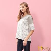 MONS 時尚歐系蕾絲造型羊毛上衣