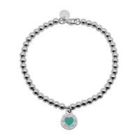 Tiffany Co. Return to Tiffany 圓牌藍色琺瑯愛心刻字圓珠手鍊