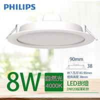 【PHILIPS 飛利浦】LED薄型崁燈 8W 自然光 4000K DN020B