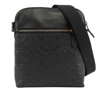 COACH LOGO壓紋皮革斜背包(厚款)(黑色) F73338 QB/BK