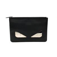 【FENDI】經典MONSTER怪獸造型牛皮鐵眼手拿包 (7N0078-黑)