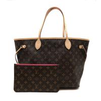 【LOUIS VUITTON】NEVERFULL MM 經典花紋子母束口購物包 (M41178-牡丹紅)