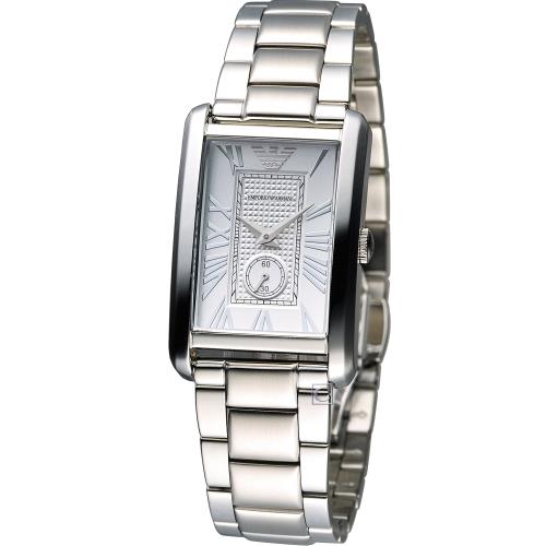 Emporio Armani 俐落方形腕錶(AR1639)銀/25x37mm