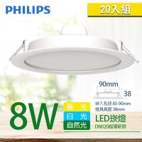 20入組【PHILIPS 飛利浦】LED薄型崁燈 8W DN020B