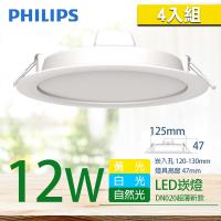 4入組【PHILIPS 飛利浦】LED薄型崁燈 12W DN020B