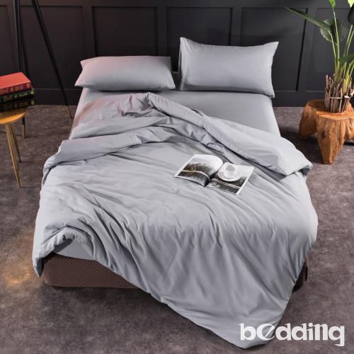 BEDDING-日式簡約純色系特大雙人薄式床包枕套三件組-明灰色