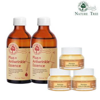 NatureTree黃金抗皺組(抗皺精華液250mlx2+黃金霜30mlx3)