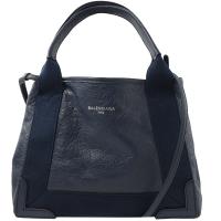 BALENCIAGA 巴黎世家 542018 NAVY CABAS XS小羊皮兩用包.海軍藍