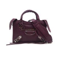 【BALENCIAGA】METALLIC EDGE Mini City 金屬框銀釦機車包 (390160-紫)