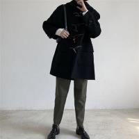 【米蘭精品】毛呢大衣羊毛外套-短版純色大口袋連帽女外套4色73wb4