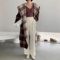 【米蘭精品】毛呢大衣羊毛外套-雙面穿拼色格紋連帽女外套73wb23