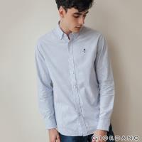 GIORDANO 男裝四季百搭刺繡彈力牛津紡襯衫-72 藍白條紋