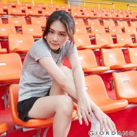 GIORDANO 女裝運動系列吸濕排汗拼接款短袖T恤-01 花紗鯊魚灰